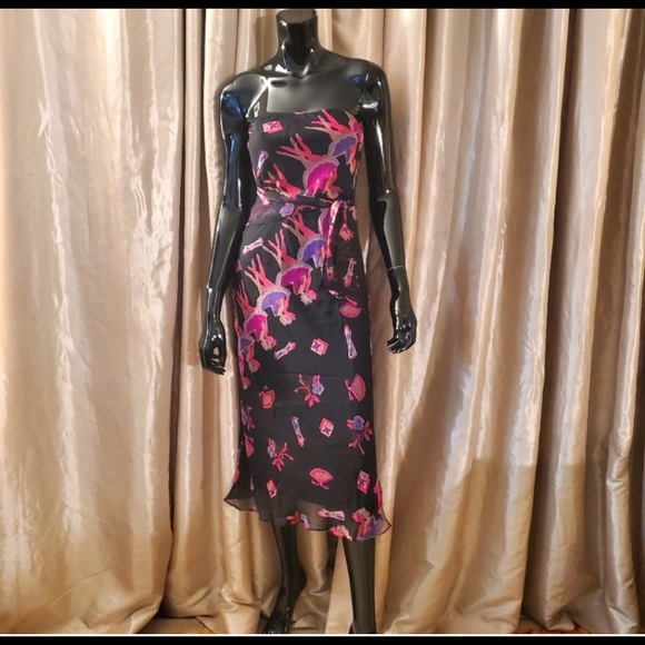 Betsey Johnson Dresses & Skirts - VINTAGE BETSEY JOHNSON SILK STRAPLESS BALLERINA MIDI DRESS 90s y2k FAIRYCORE
